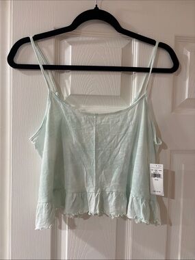 American Eagle Outfitters Light Mint Ruffle-Hem Spaghetti Strap Tank